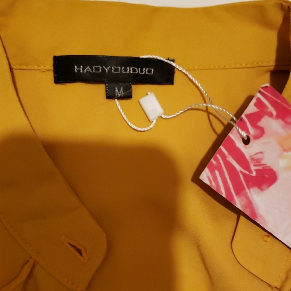 Vibrant Yellow Asymmetrical Button Down Shirt - Picture 2 of 2